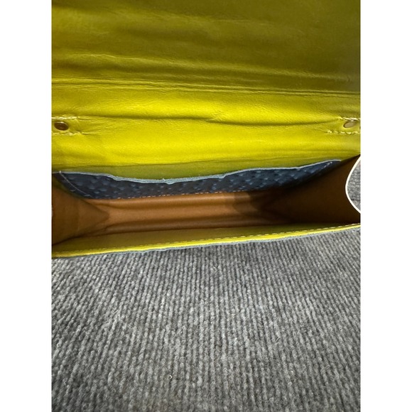 Alice Yardley Blue Ostrich Embossed Leather Top Handle Bag with Scarf Accent - Picture 8 of 11